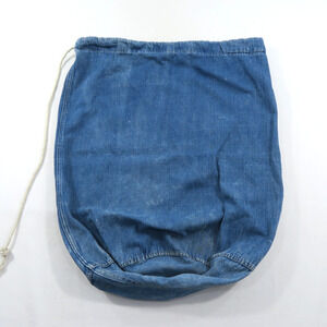 Denim Drawstring Laundry Bag Military WW2? USN? Vintage